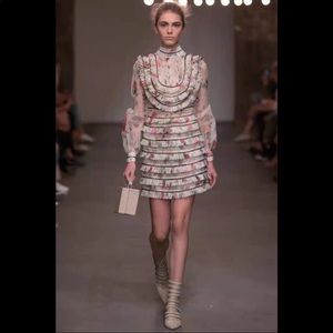 Zimmermann Silk Organza Embellished Ruffle Mini Dress Size 0